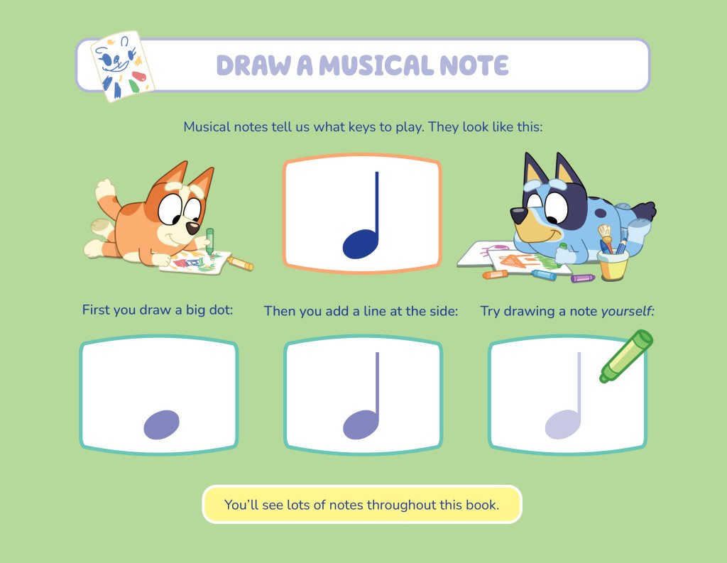 Bluey draw a musical note
