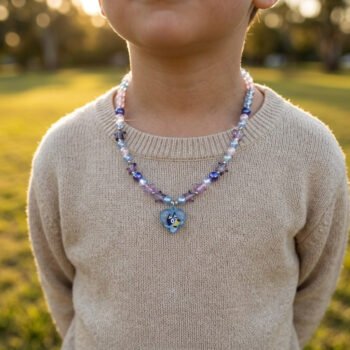 Bluey beaded necklace golden hour lifestyle